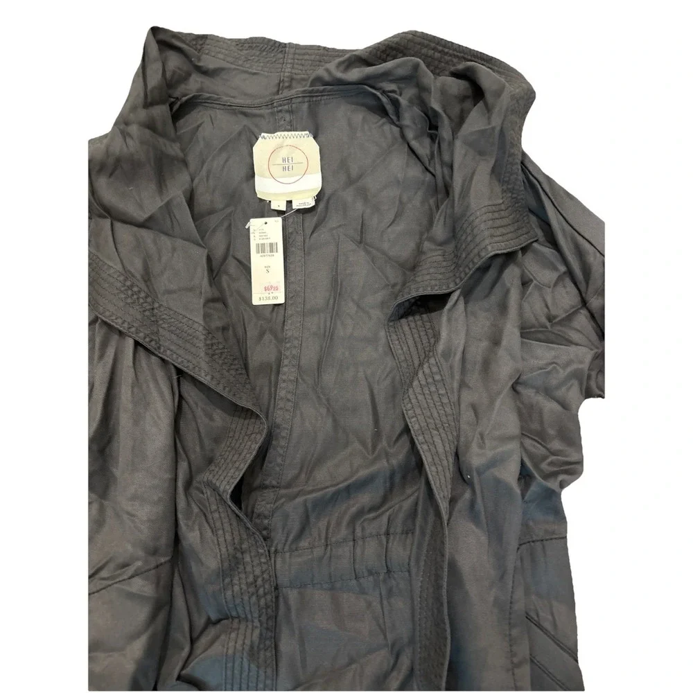 HEI HEI Anthropologie Womens Gray Trapunto Duster Trench Coat sz Sm Msrp $138 - Picture 3 of 4